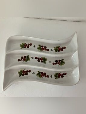California Pantry Ceramic Divided Serving Platter with Olive Motif